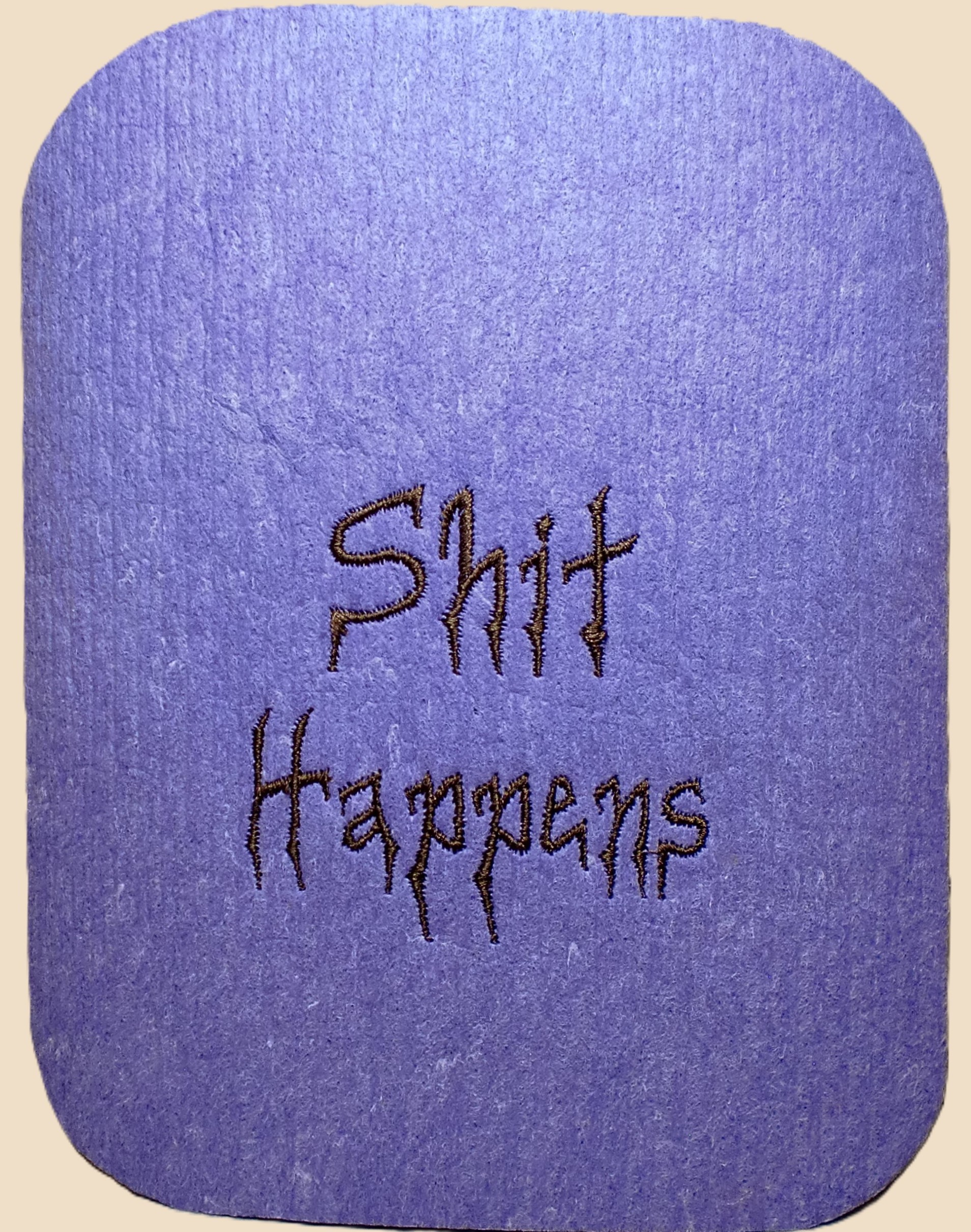 Disktrasa med maskinbroderad text